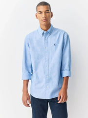 Light Blue Regular Fit Long Sleeve Oxford Shirt