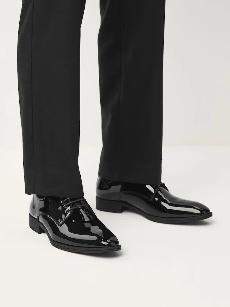 Black Standard Fit Patent Derby Shoes