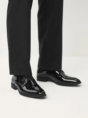 Black Standard Fit Patent Derby Shoes