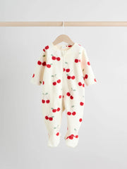 NEXT - Red 2 Pack Micro Fleece Two Way Zip Baby Sleepsuits