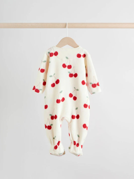 NEXT - Red 2 Pack Micro Fleece Two Way Zip Baby Sleepsuits