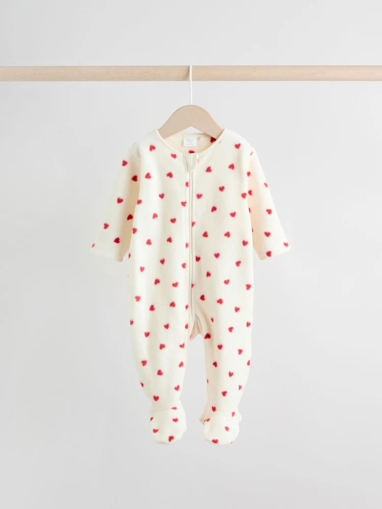 NEXT - Red 2 Pack Micro Fleece Two Way Zip Baby Sleepsuits