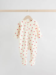 NEXT - Red 2 Pack Micro Fleece Two Way Zip Baby Sleepsuits