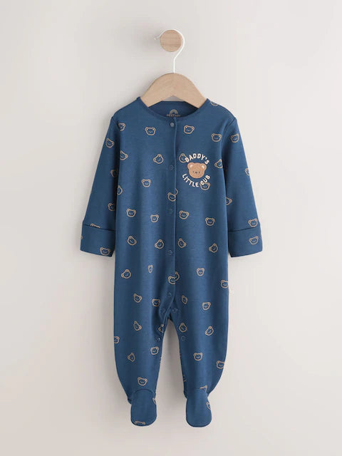 NEXT - NCNVI-Baby Boys Rompers-Navy Daddys Little Cub Baby Family Sleepsuit