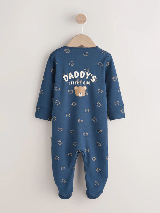 NEXT - NCNVI-Baby Boys Rompers-Navy Daddys Little Cub Baby Family Sleepsuit