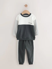 NEXT - Black/White Long Sleeve Soft Touch T-Shirt and Joggers Set