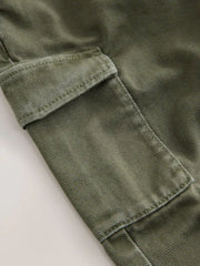 Khaki Green Washed Wide Leg Cargo Trousers (3mths-7yrs)