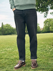 Black Regular Tapered Fit Authentic Stretch Denim Jeans
