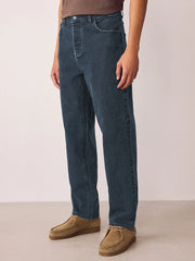 Blue Mid Tint Relaxed Tapered Fit Vintage Wash Denim Jeans