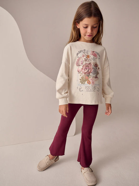 NEXT - NCNOI-Jersey Tops-Ecru Floral Sequin Long Sleeve