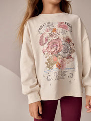 NEXT - NCNOI-Jersey Tops-Ecru Floral Sequin Long Sleeve