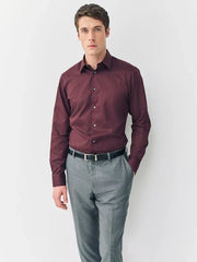 Red Slim Fit Easy Care Textured Single Cuff Smart Shirt