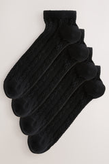 Black Cable Cable Trainer Socks 4 Pack