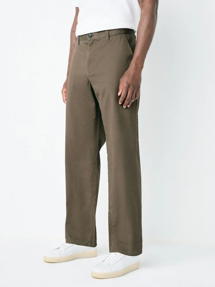 Light Brown Relaxed Fit Stretch Chinos Trousers
