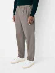Clay Relaxed Tapered Fit Twin Pleated Stretch Chinos Trousers