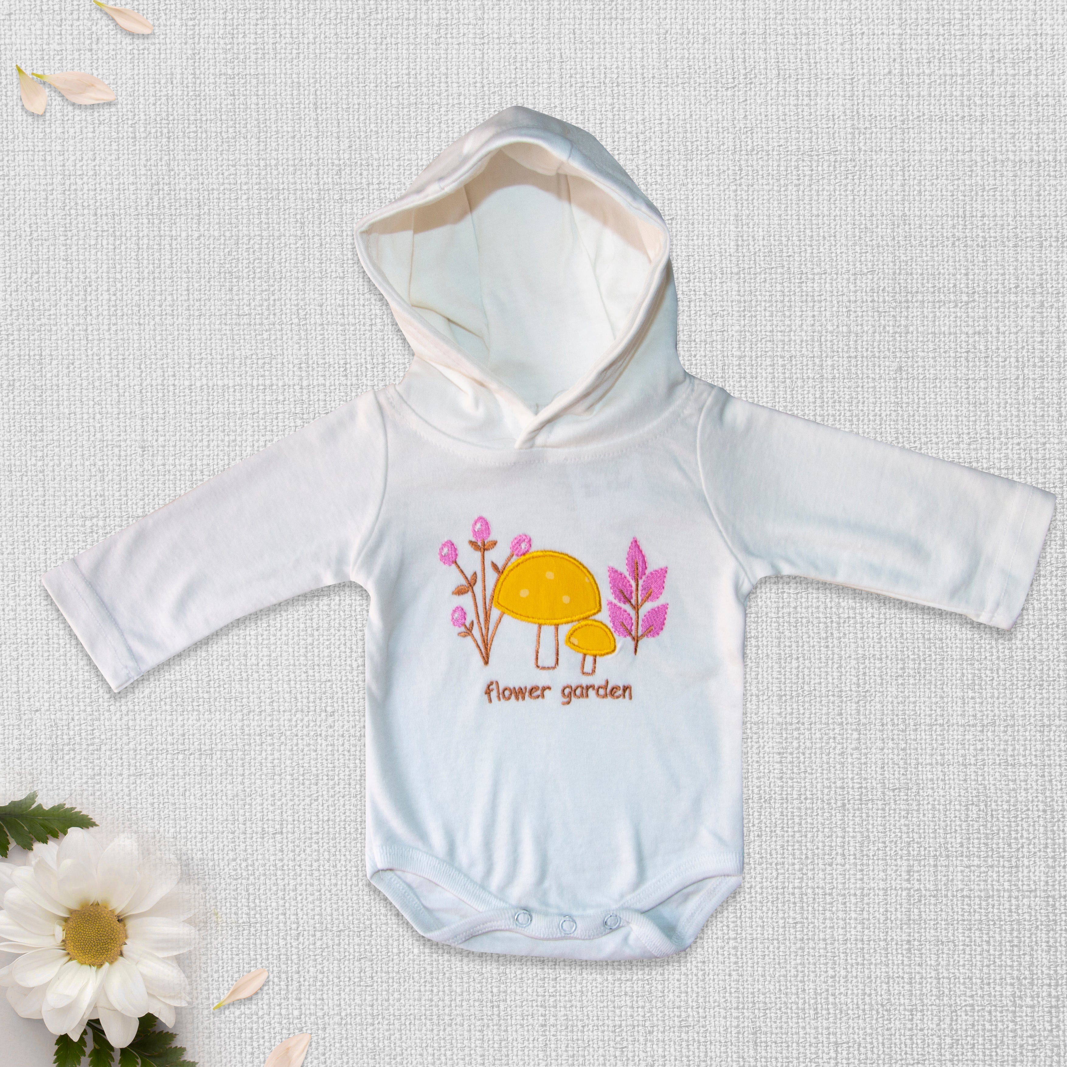 Long Sleeve Bodysuit With Hood(Applique) Flower Garden | Suits & Sets | The nest clothing