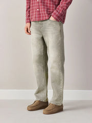 Light Grey Straight Fit Vintage Wash Denim Jeans