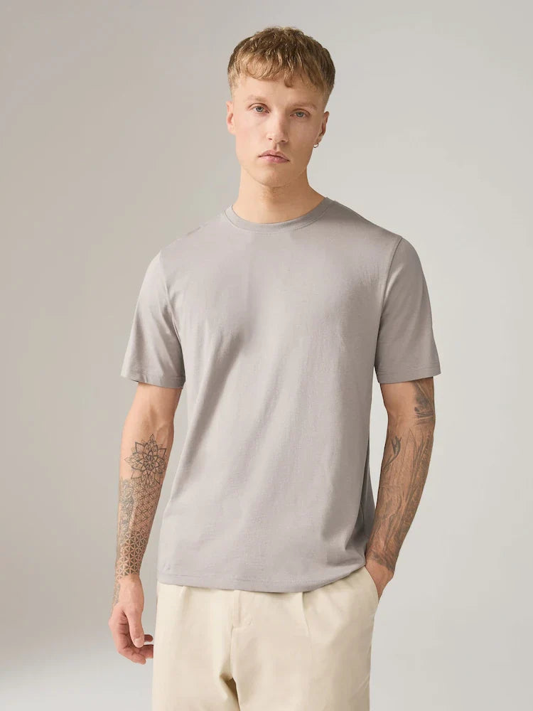 Neutral Regular Fit Essential Crew Neck Cotton T-Shirt