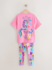 Pink Floral Unicorn T-Shirt and Leggings Set (3-16yrs)