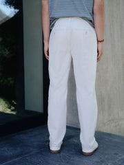Bone White Regular Tapered Fit Summerweight Twin Pleat Chino Trousers