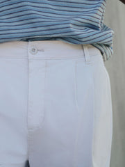Bone White Regular Tapered Fit Summerweight Twin Pleat Chino Trousers