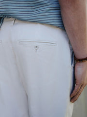 Bone White Regular Tapered Fit Summerweight Twin Pleat Chino Trousers