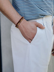 Bone White Regular Tapered Fit Summerweight Twin Pleat Chino Trousers