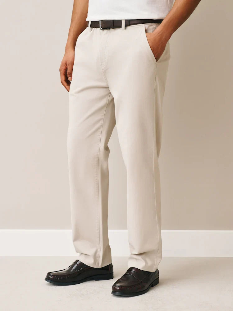 Bone Straight Fit N. Premium Belted Soft Touch Chino Trousers