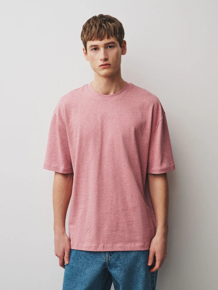 Pink Marl Relaxed Fit Heavyweight T-Shirt