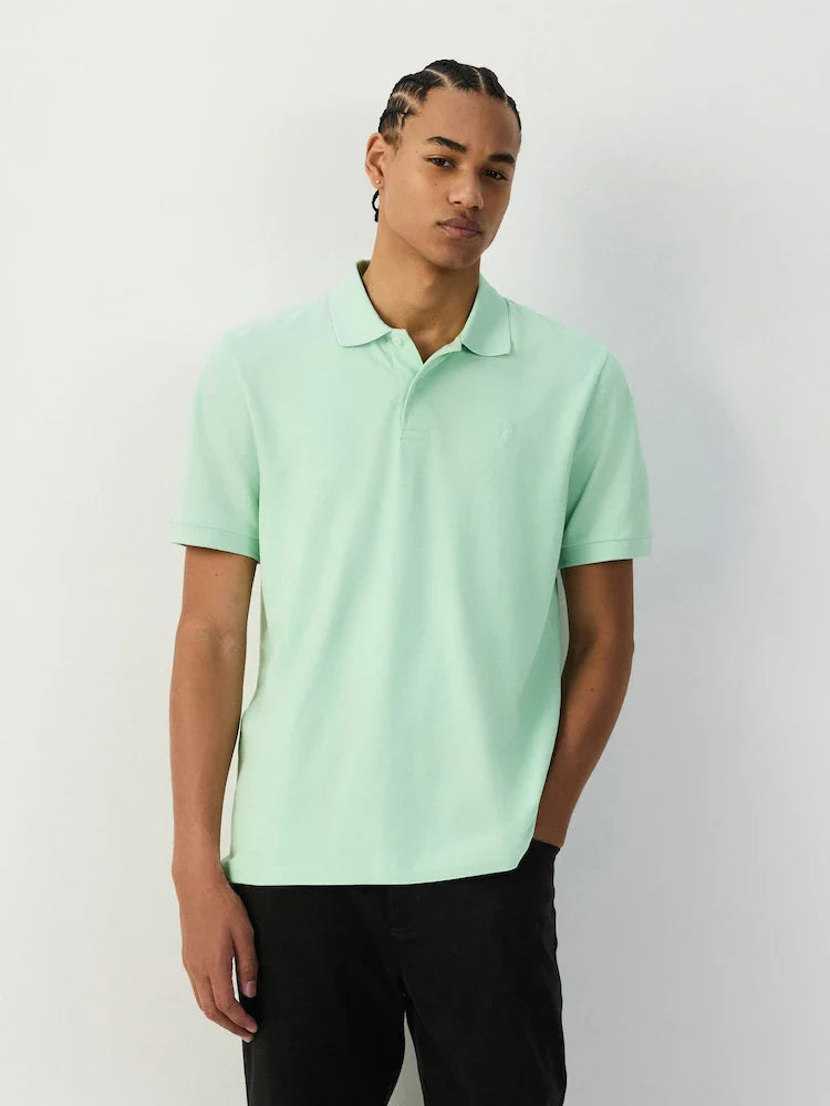 Mint Green Regular Fit Short Sleeve Pique Polo Shirt