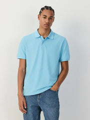 Bright Blue Regular Fit Short Sleeve Pique Polo Shirt