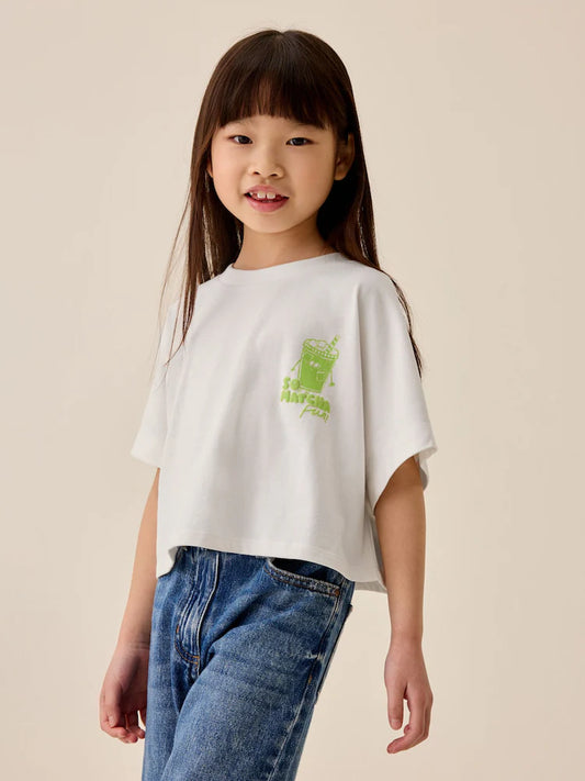 White Matcha Boxy Graphic T-Shirt (3-16yrs)