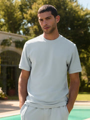 Blue Regular Fit Textured T-Shirt