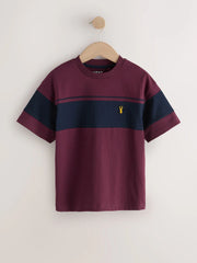 Berry Red/ Navy Colourblock Short Sleeve T-Shirt (3-16yrs)
