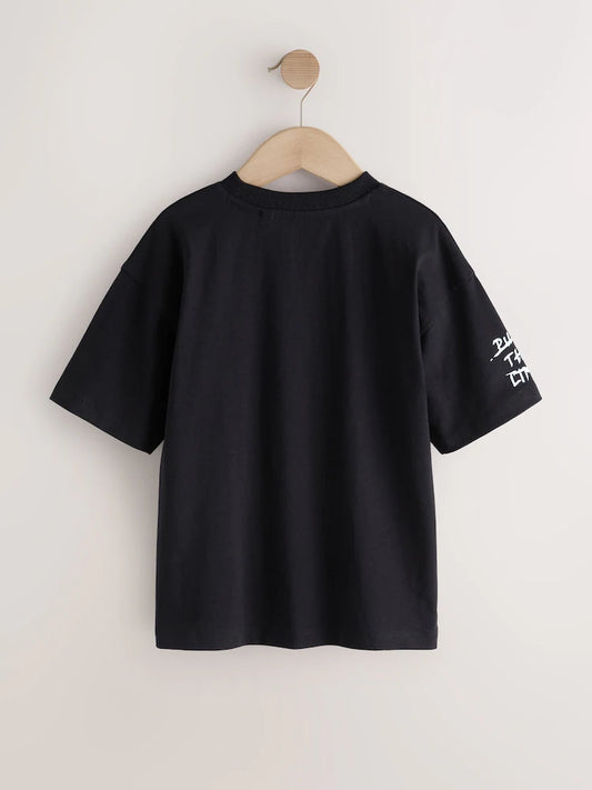 Black Race Car Short Sleeve Graphic T-Shirt (3-16yrs)