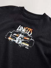 Black Race Car Short Sleeve Graphic T-Shirt (3-16yrs)