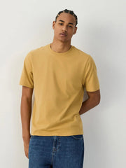 Yellow Regular Fit Essential Crew Neck Cotton T-Shirt
