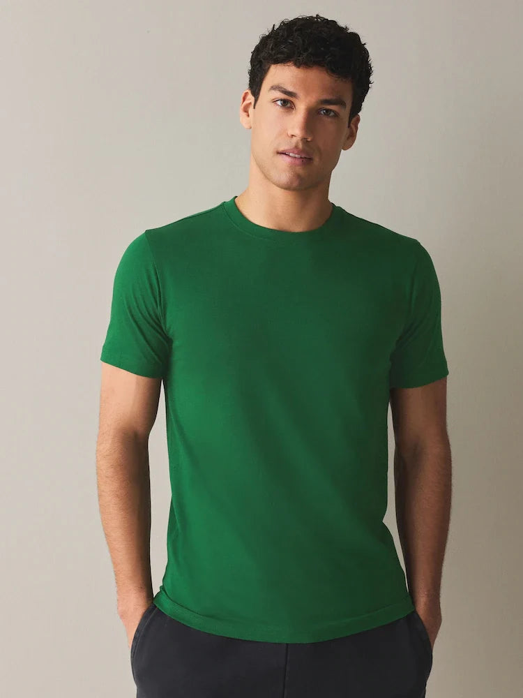 Green Tennis Slim Fit Essential Crew Neck Cotton T-Shirt