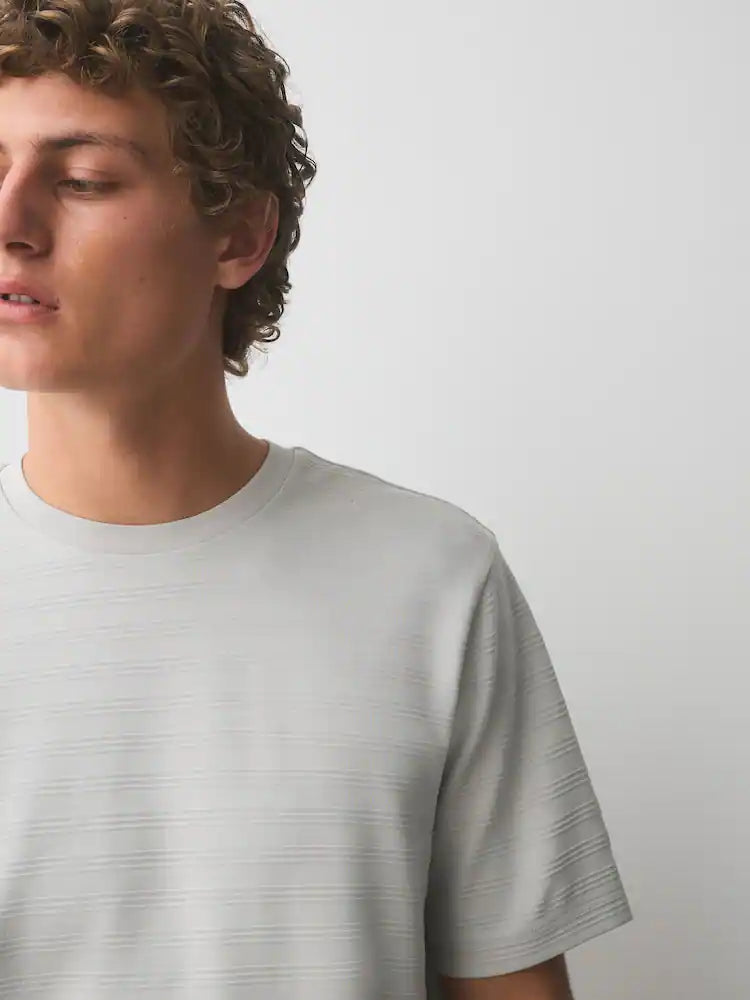 Grey N.Premium Smart Textured Regular Fit T-Shirt