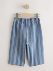 Blue Stripe Pull On Wide Trousers (3mths-7yrs)