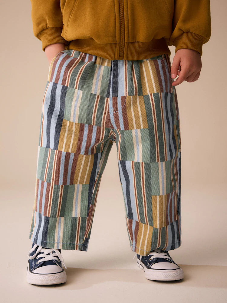 Multi Hotchpotch Stripe Pull On Wide Trousers (3mths-7yrs)