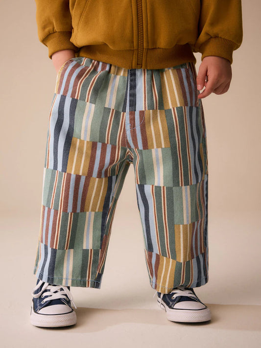Multi Hotchpotch Stripe Pull On Wide Trousers (3mths-7yrs)