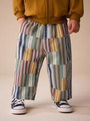 Multi Hotchpotch Stripe Pull On Wide Trousers (3mths-7yrs)