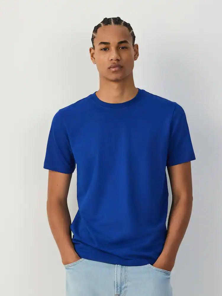 Blue Cobalt Slim Fit Essential Crew Neck Cotton T-Shirt