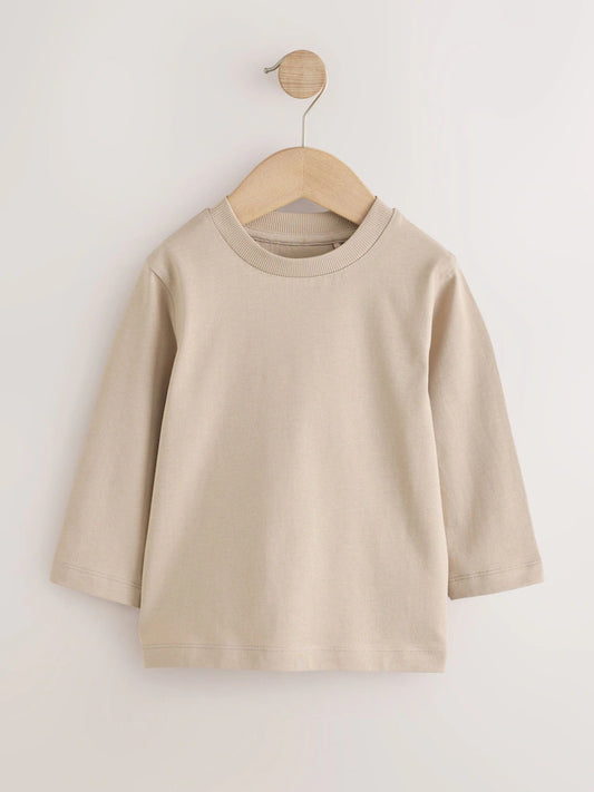 Neutral Long Sleeve Plain T-Shirt (3mths-7yrs)