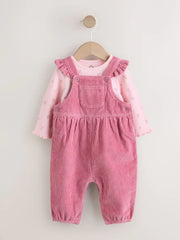 Pink Cord Dungaree and Bodysuit Baby Set 2 Piece (0mths-2yrs)