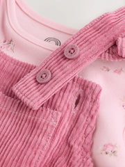 Pink Cord Dungaree and Bodysuit Baby Set 2 Piece (0mths-2yrs)