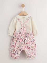 Pink Bunny Cord Baby Dungaree 2 Piece Set (0mths-2yrs)