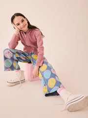 Mid Blue SmileyWorld® Print Wide Leg Jeans (3-16yrs)