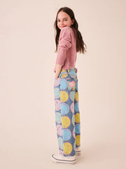 Mid Blue SmileyWorld® Print Wide Leg Jeans (3-16yrs)